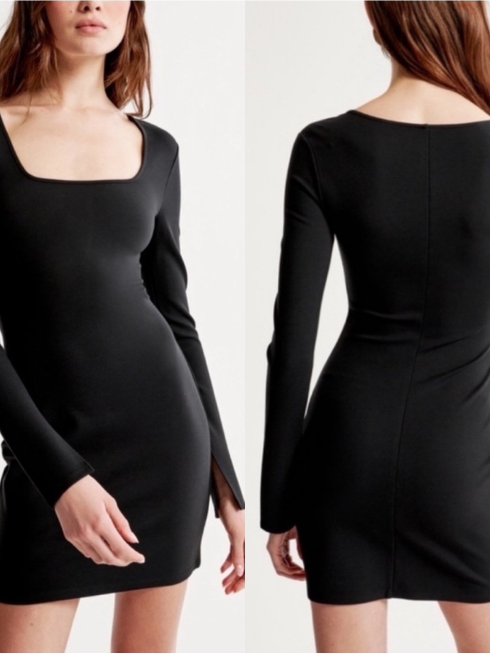 NWOT Abercrombie & Fitch Split Sleeve Square Neck Long Sleeve Mini Dress Size MP